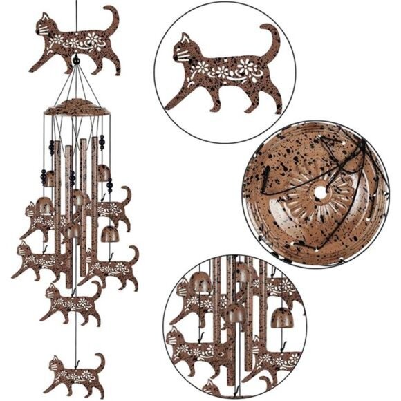 Cats Wind Chimes for Garden,Home,Balcony,Yard,Outdoor Decor, Cat Wind Bell, - Picture 6 of 9